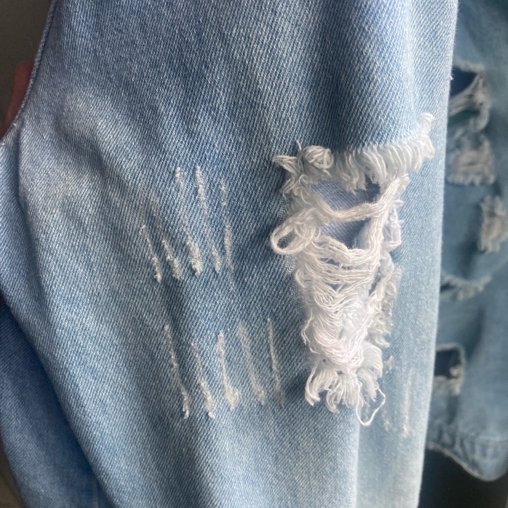Wax Jean Light Wash Distressed Denim Jacket Medium - Picture 6 of 7